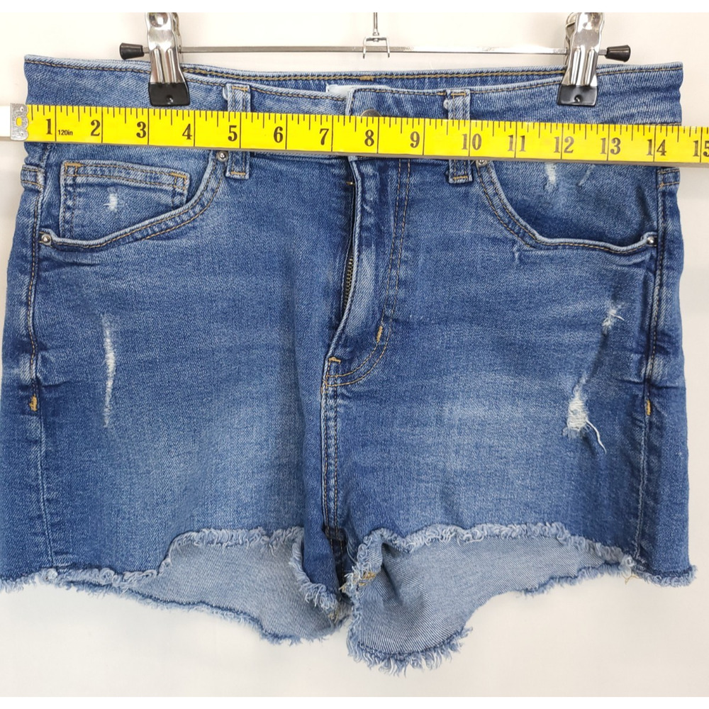 H&M Denim Shorts Cut Off Frayed Hem Women 8 / 2.5 Blue Hot Pants Beach Summer - Picture 5 of 10